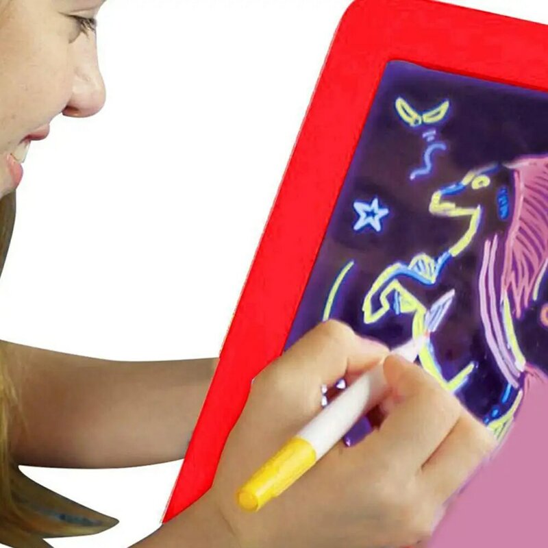 Kuulee-bloc de dibujo mágico 3D, tablero luminoso con luz LED, desarrollo intelectual, juguete, herramienta de aprendizaje de pintura para niños