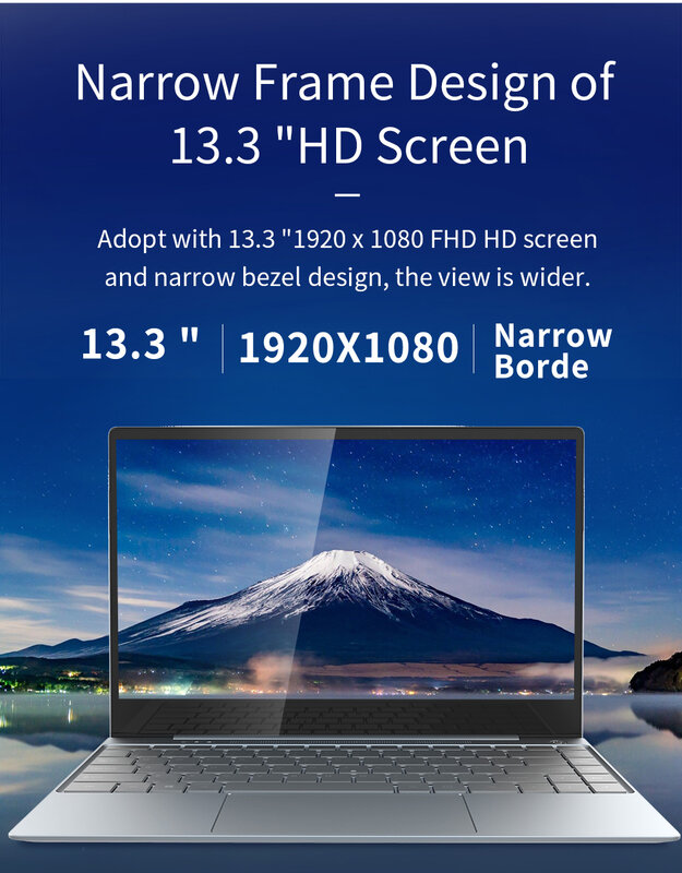 Jumper – pc portable EZbook X3 Pro, écran de 13.3 pouces, Ultrabook, Windows 10, processeur Intel Apollo Lake N4100, 8 go de RAM DDR4, SSD de 180 go