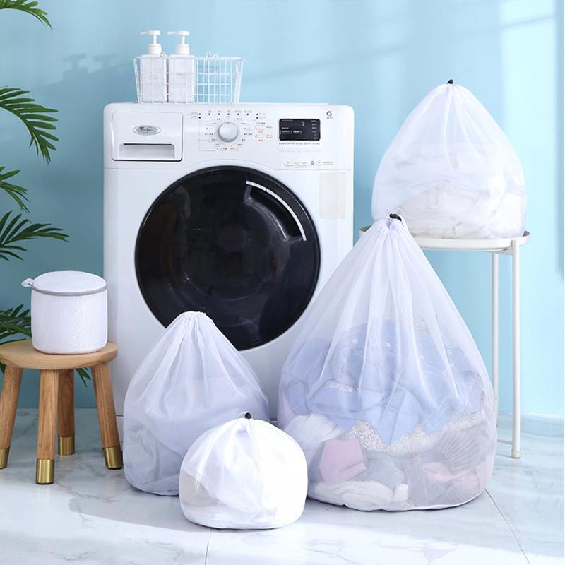 Drawstring Máquina de lavar roupa Saco, Roupa interior, sutiã, meias, Wash Net, grande capacidade, armazenamento de roupas, malha, sujo sacos