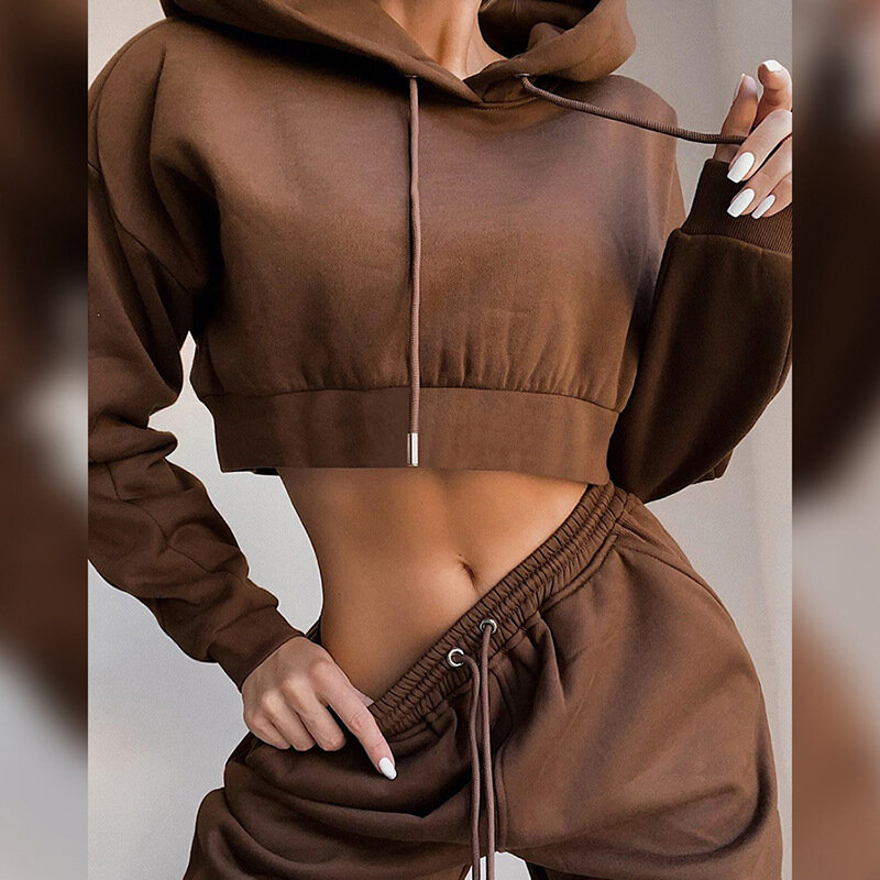 2020 Winter Fashion Outfits for Women Tracksuit Hoodies Sweatshirt and Sweatpants Casual Sports 2 Piece Set