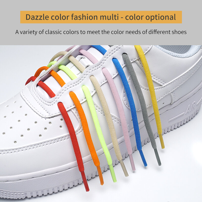 1 Pair New Elastic Metal Buckle Fixed Shoe Laces Round No Tie Shoelaces for Kids and Adult Sneakers Shoelace Quick Lazy Laces
