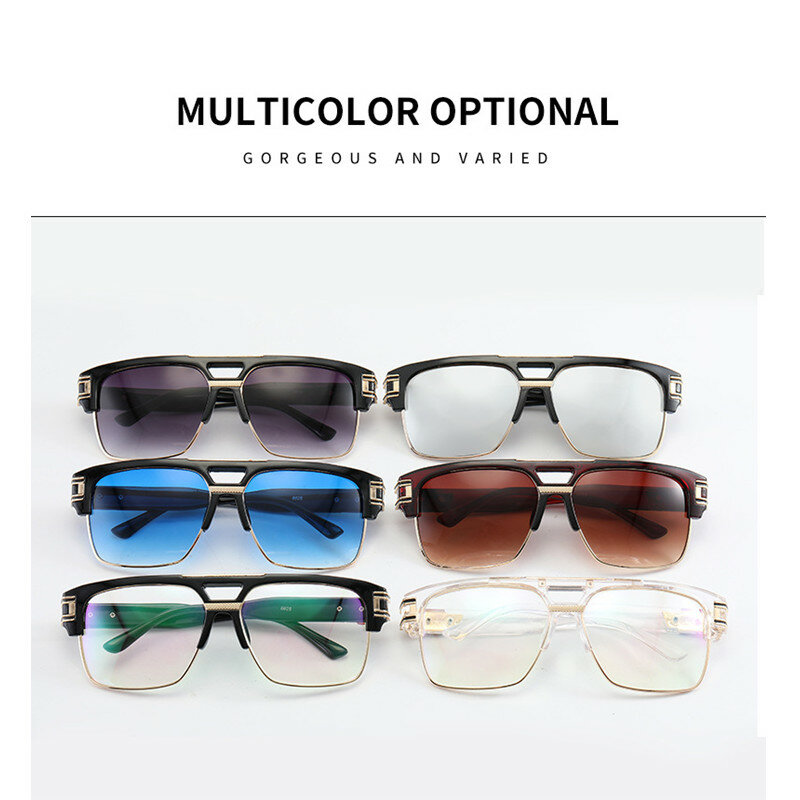 Klasyczne luksusowe męskie okulary przeciwsłoneczne Glamour moda marka Punk okulary przeciwsłoneczne dla kobiet lustrzane Retro Vinatge kwadratowe fajne okulary pilotki