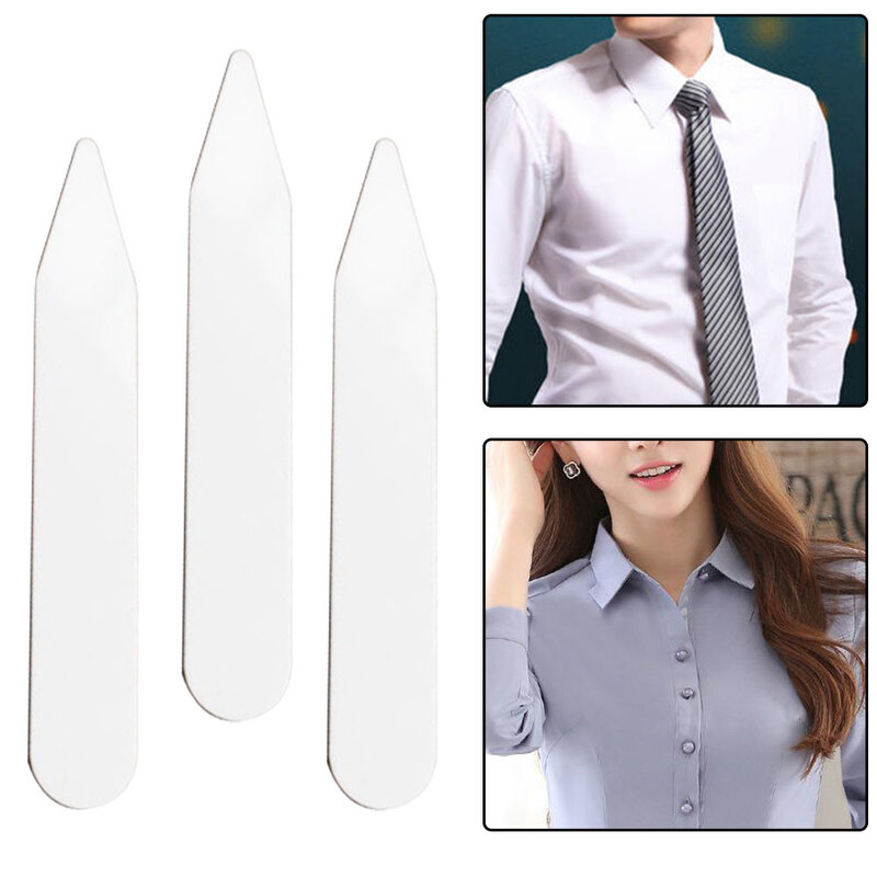 100pcs Durable Neckline Accessories Tabs Practical Bones Stiffeners Clothing Formal PVC White For Dress Shirt Brace Collar Stays