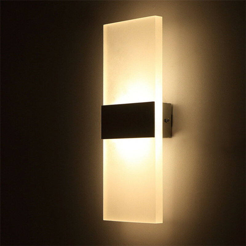 Lâmpada de parede de led quadrada, simples, ac110v, 220v, 230v, iluminação interior, casa, quarto, cabeceira, varanda, corredores