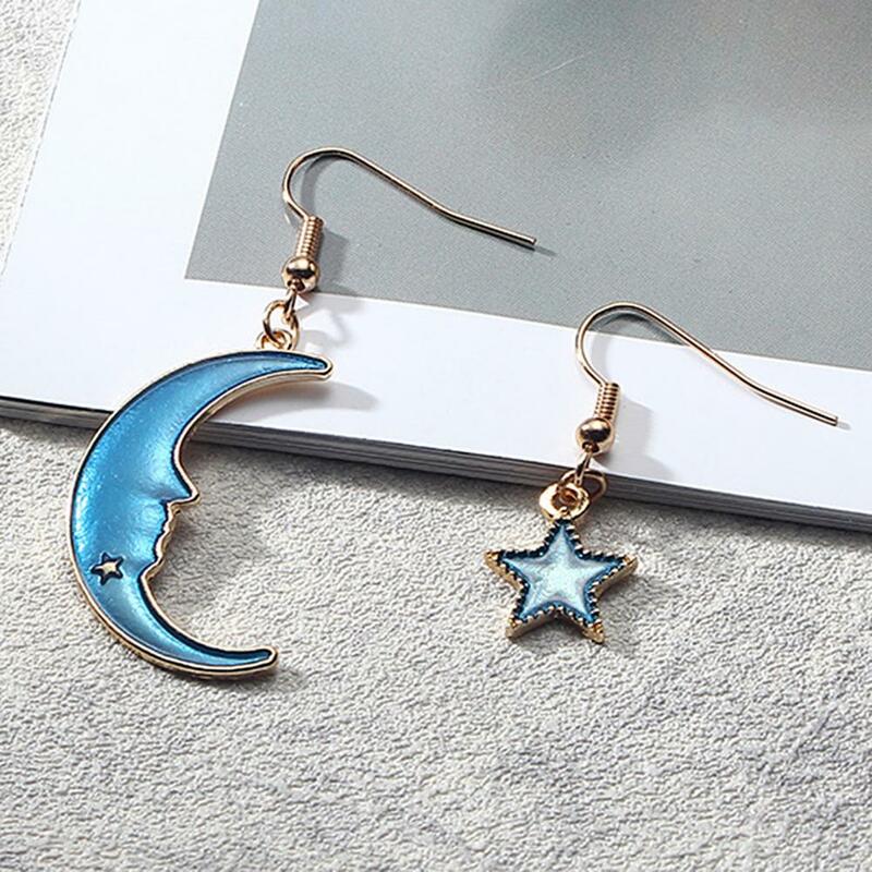 1 Pair Women Drop Earrings Cartoon Moon Star Planet Pendant Dangle Earrings for Women All Match Hook Earrings серьги висячие