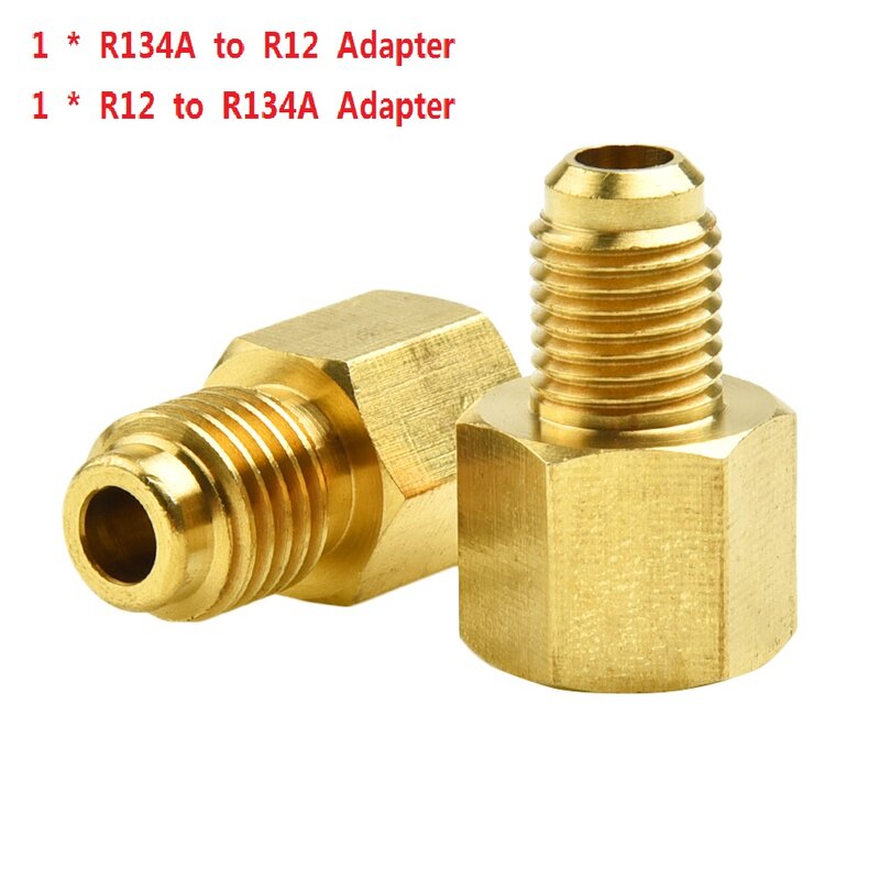 2PCS R12 To R134a R134a To R12 Adapter Kit 1/4 Female Flare 1/2 Acme Male Automotive Brass Adapters Air Conditioning Parts