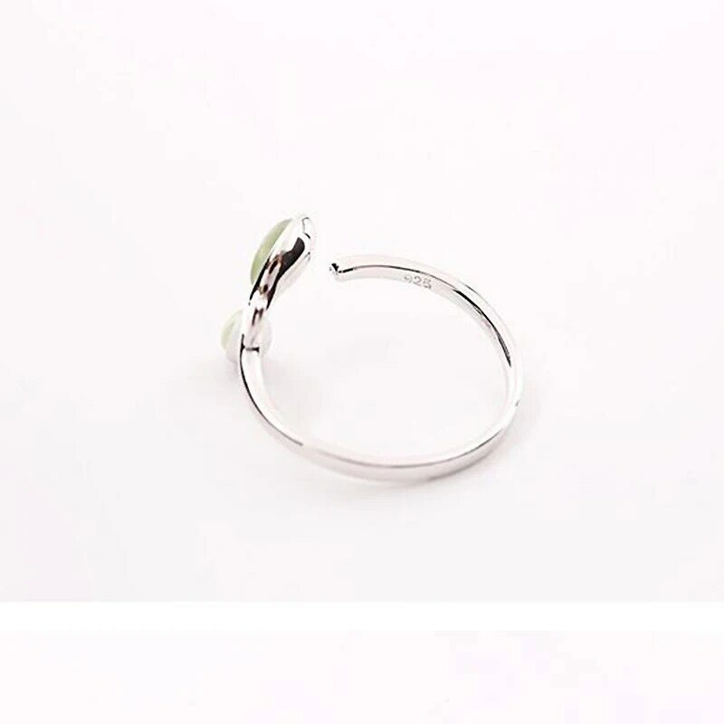 Panas Dijual Korea Opal Hijau Daun 925 Sterling Silver Terbuka Cincin untuk Wanita Gadis Ladys Fashion Perhiasan Hadiah YRI135