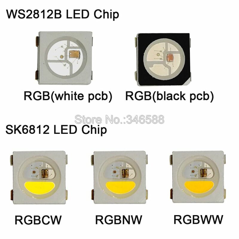 Chip LED endereçável individualmente, WS2812B, RGB, 5050, SMD, Preto, Branco, PCB, SK6812, RGBCW, RGBNW, RGBWW, 5V, 10-1000pcs