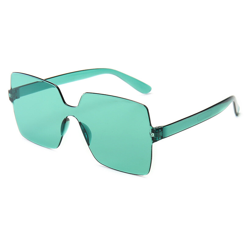 2020 Big Frame Square Oversized Sunglasses Women Men Connected Candy Color Light Frameless Pink Black Blue Green Sun Glasses