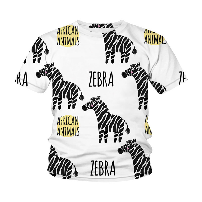 Camiseta estampa animal 3d para crianças, camiseta de verão para meninos e meninas com estampa de animais curtos, camiseta engraçada, roupas infantis, 2021