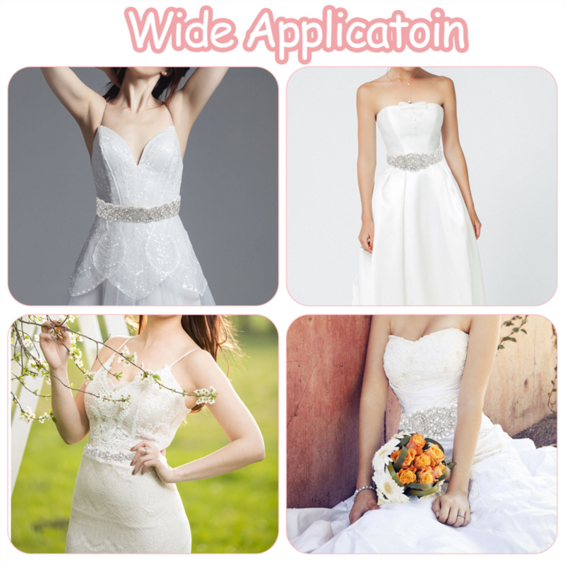 Gaun Pernikahan Berlian Imitasi Sabuk Pengantin Satin Kristal Sabuk Pengantin Sabuk Gaun Pernikahan
