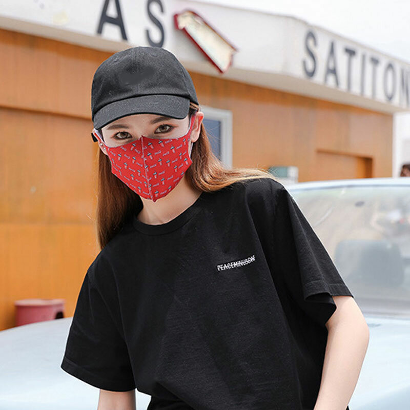 Máscara feminina de algodão respirável moda preto rosa reutilizável rosto máscara de boca lavável alta qualidade