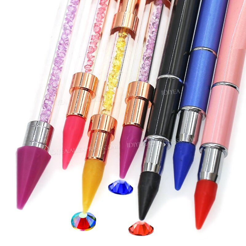 1 conjunto/lote qualidade caneta de cristal pegando strass gemas pegajoso cera lápis diy ferramentas para o prego arte pano diamante picker pintura