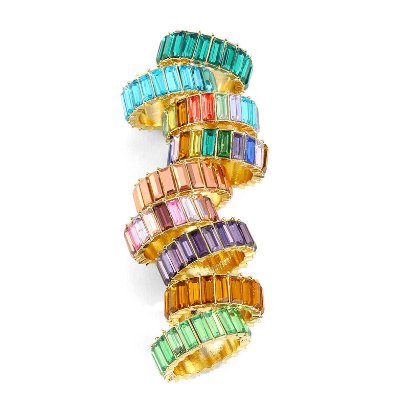 Женское кольцо с фианитом, разноцветное кольцо с кристаллами, 3A