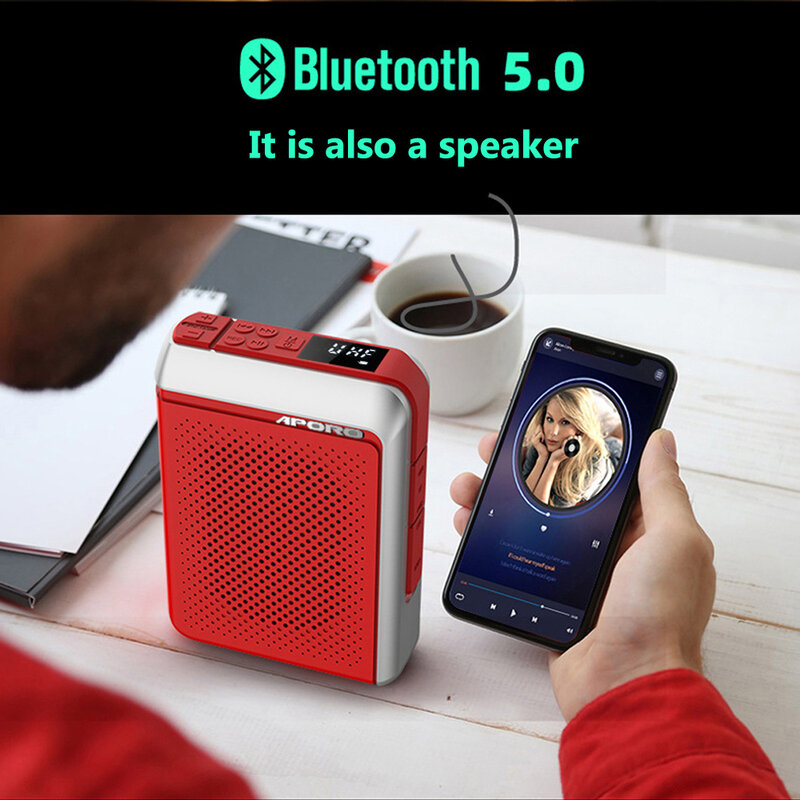 Wzmacniacz głosu 30W mikrofon bezprzewodowy UHF Bluetooth 5.0 głośnik College nauczyciel szkoła przewodnik wycieczek przenośne Radio FM megafon