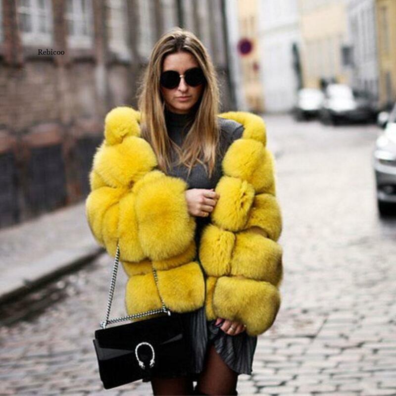 Grosso com capuz quente casaco de pele do falso manga longa peludo longo jaqueta inverno moda feminina casaco de pele do falso outerwear