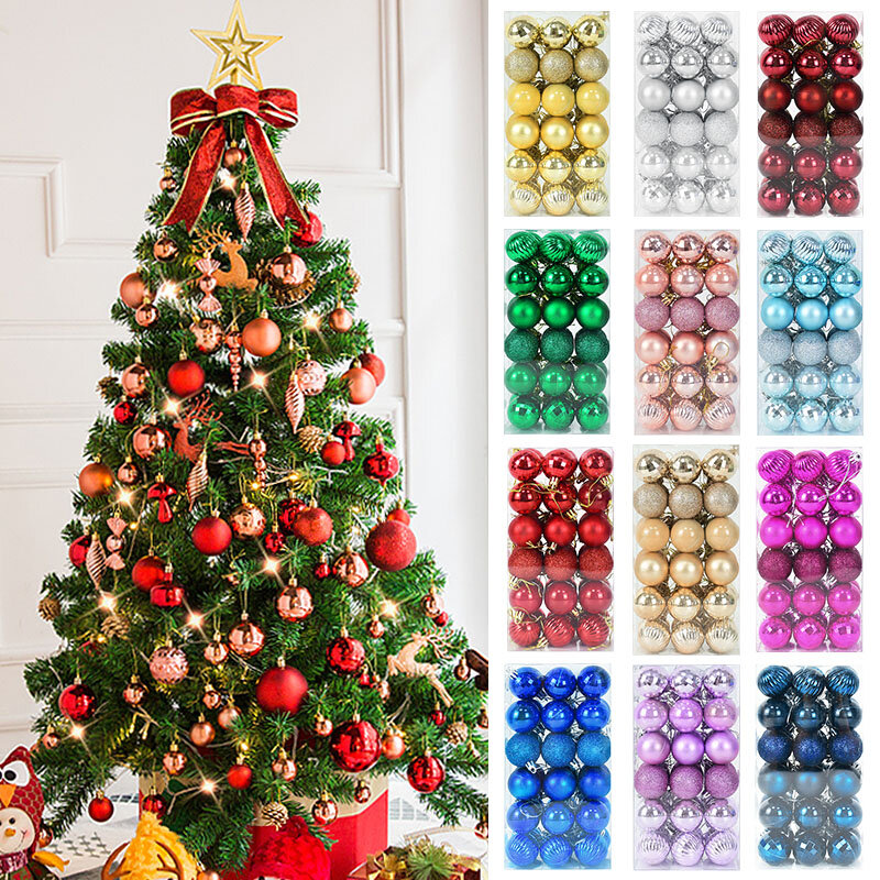 1 caja de bolas de Navidad, adornos para árbol de Navidad, colgantes para árbol, decoración para fiesta en casa, regalo de Año Nuevo, 2023