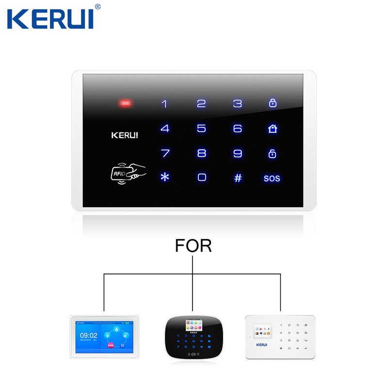 Kerui K16 لوحة مفاتيح لاسلكية تعمل باللمس لتحديد التردد اللاسلكي تعمل باللمس ل Wifi PSTN GSM نظام إنذار المنزل نظام الأمن 433MHz