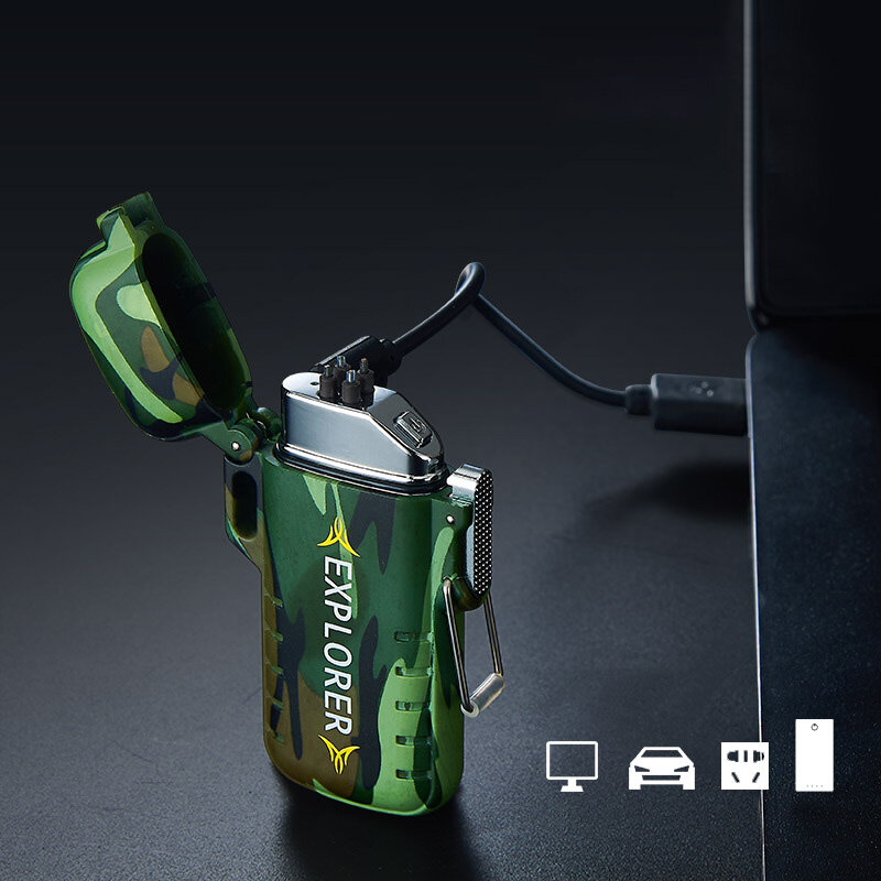 Waterproof USB Electronic Lighter, Double Arc Plasma Lighter, Outdoor Lighter, Men's Turbo Lighter, Gift, Cigarette Lighter