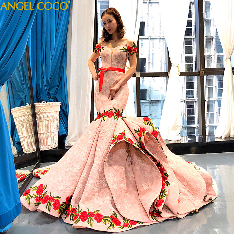 Eleganckie seksowne suknie wieczorowe długie luksusowe hafty projektant czerwone suknie wieczorowe suknie balowe macierzyństwo Vestido De Noche Sukienki