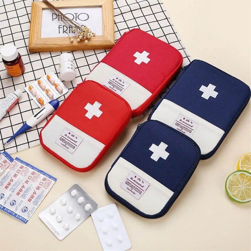 Kit de primeros auxilios con función portátil, accesorios de viaje, tela de algodón para medicamentos de emergencia, bolsa para medicamentos, caja de divisores