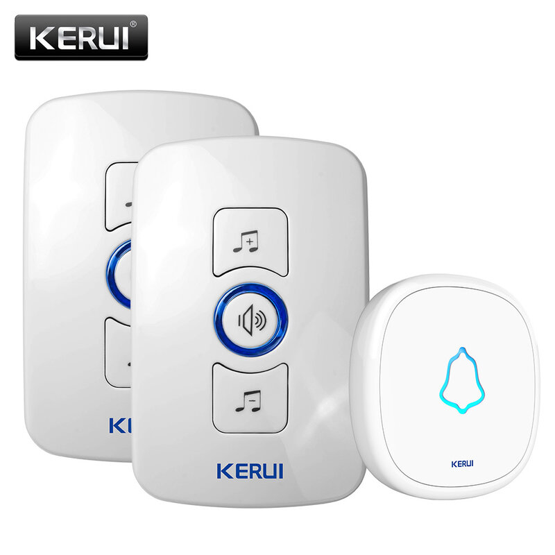 KERUI32-timbre inalámbrico inteligente para puerta de bienvenida, alarma de seguridad con botón táctil, canciones, resistente al agua