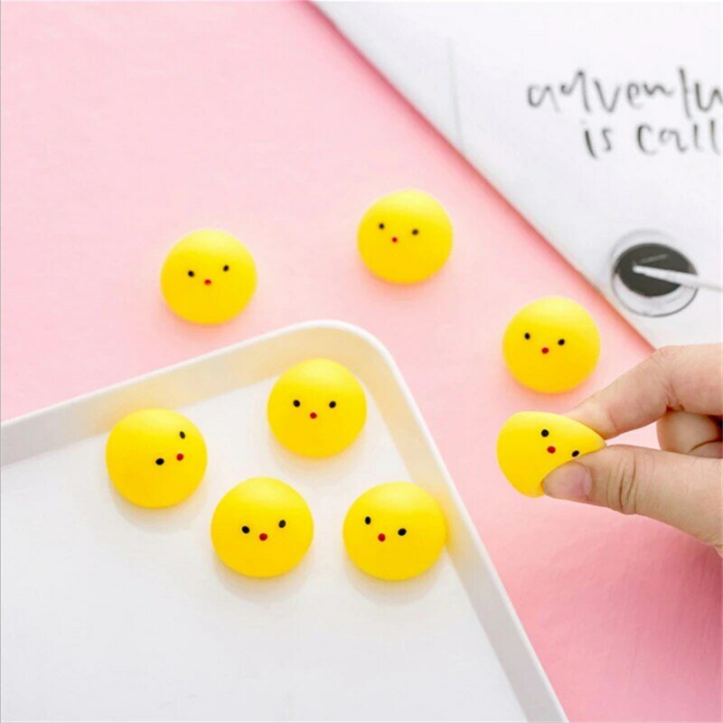 10PCS Cartoon Creative Cute Animal Dumpling Yellow Chick Squeaking Music Decompression Vent Ball Children's Gift Toys