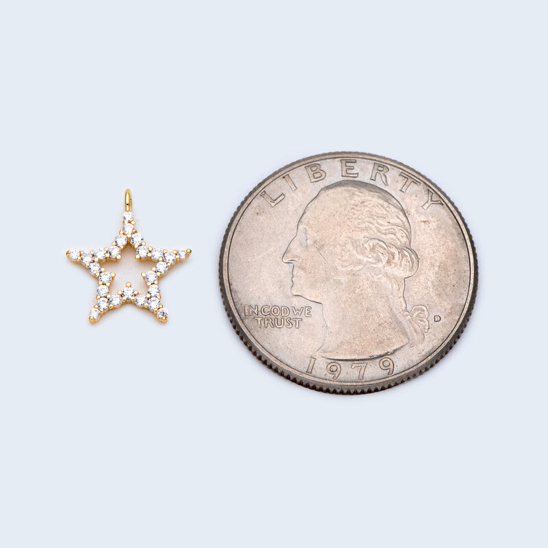 10 szt. Wisiorki z wyłożoną sztuką gwiazdką 12mm, prawdziwe złoto niklowany mosiądz, do wyrobu biżuterii znajdowania materiałów (GB-1430)