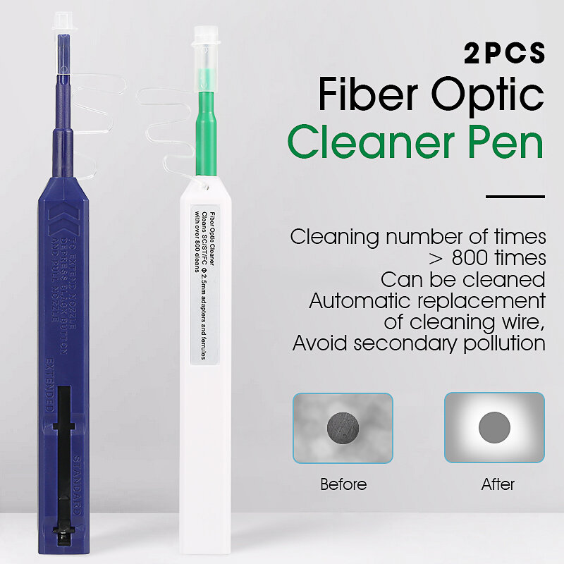 Bolígrafo limpiador de fibra óptica de 2,5mm, herramienta de limpieza FTTH One Touch, número de limpieza de 1,25 veces, SC/ST/FC/E2000, 800mm, LC/MU, lote de 2 o 5 unidades