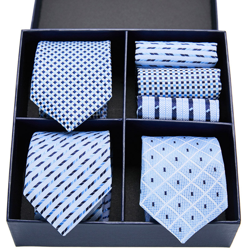 Conjunto de gravata vermelha formal masculina, embalagem de caixa de presente, gravatas de seda para casamento, gravata empresarial, novidade Hanky, 3 estilos