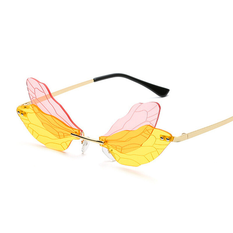 العلامة التجارية تصميم بدون شفة النظارات الشمسية امرأة فاخرة اليعسوب الشرير نظارات شمسية أنثى خمر ظلال مرآة بدون إطار Oculos دي سول