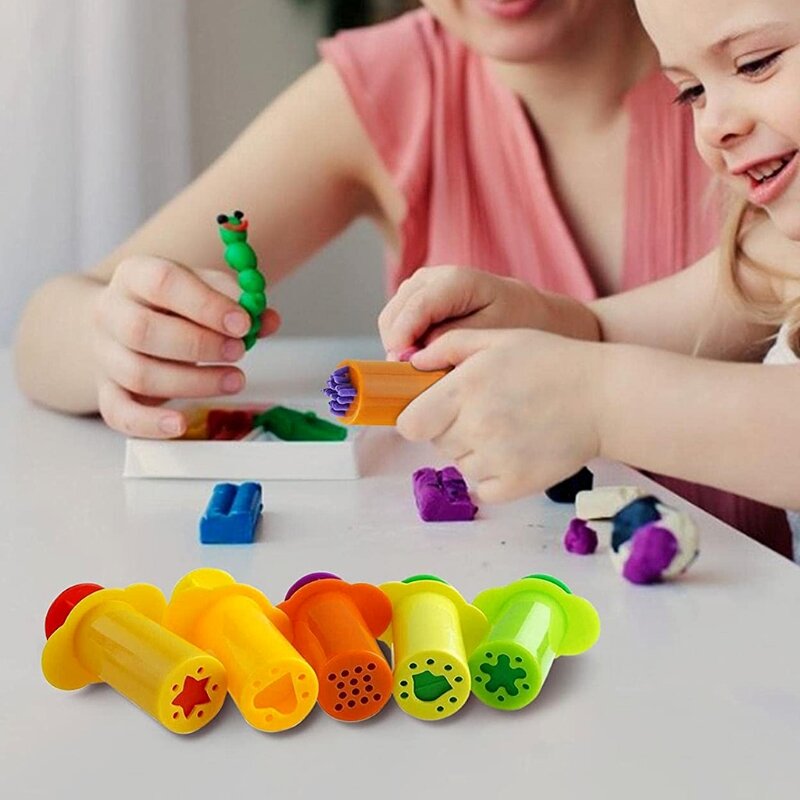 5 Buah/Set Set Pengekstrusi Adonan Aneka Desain Kebaruan DIY Plastisin Alat Pembuat Mainan untuk Bermain Adonan