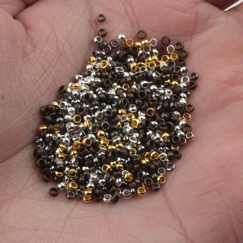 Contas espaçadoras para fazer jóias, cor do ouro, bola, friso final, 2, 2,5, 3mm, 500 pcs/lot
