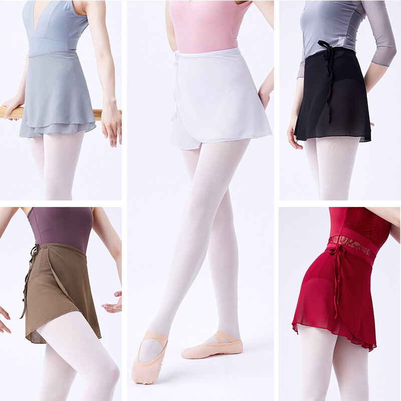 Женская балетная юбка, короткая танцевальная юбка, балетная пачка, шифоновая юбка на завязках для взрослых