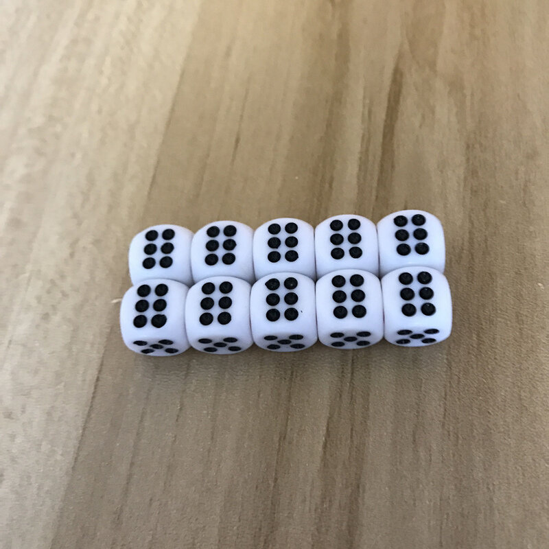 Wholesale 100/200/500/1000/1500PCS 10mm Dice Acrylic White Dice Hexahedron Fillet Red Black Points Clubs KTV Dedicated Dice Set