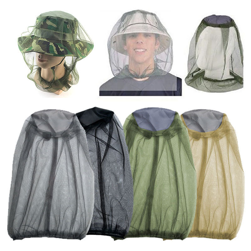 กลางแจ้งหัวหมวกหน้ากากหมวกสุทธิป้องกันยุงมุ้งกันยุงหมวกเดินทาง Breathable หัวตาข่ายครอบคลุม Anti ยุง Bug