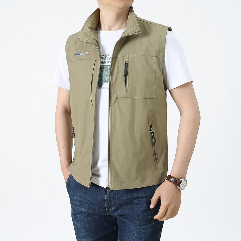 Men Outdoor Casual Fishing Apparel Quick Dry Clothes Breathable T Shirt Vest Jacket Photography Clothing 5XL 6XL Large Size Vest
