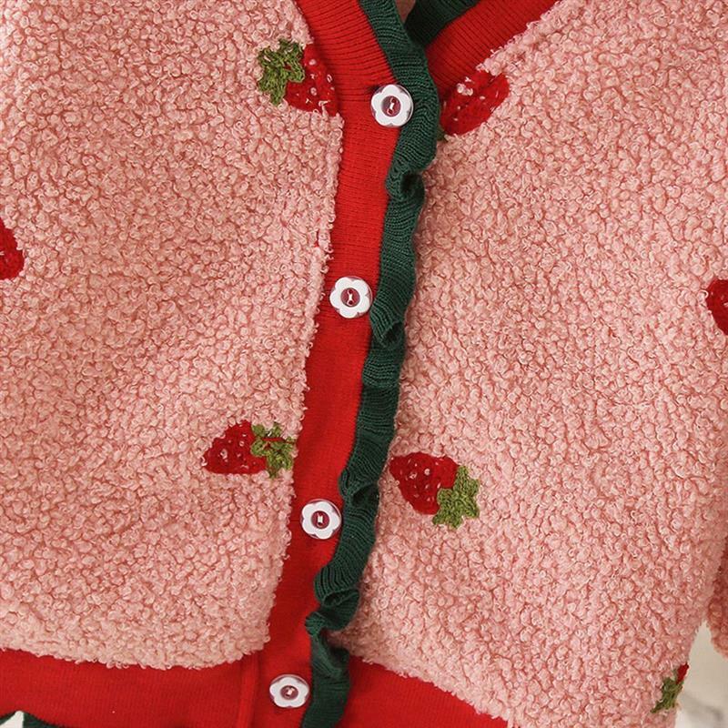 소년 소녀 겉옷 카디건 한국어 아기 스노우웨어 봄 가을 겨울 두꺼운 니트 키즈 코트에 대한 귀여운 딸기 유아 의류