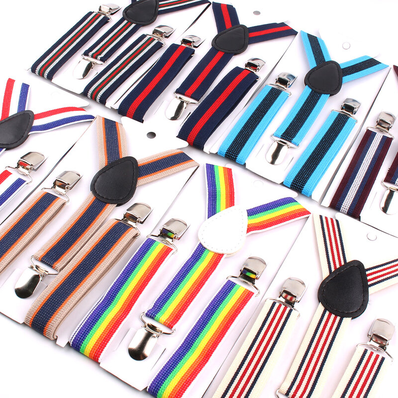 ใหม่ปรับเด็ก Suspenders Elastic Striped Suspender ลูกอมสีเด็ก Braces อุปกรณ์จัดงานแต่งงานเด็กสายรัด