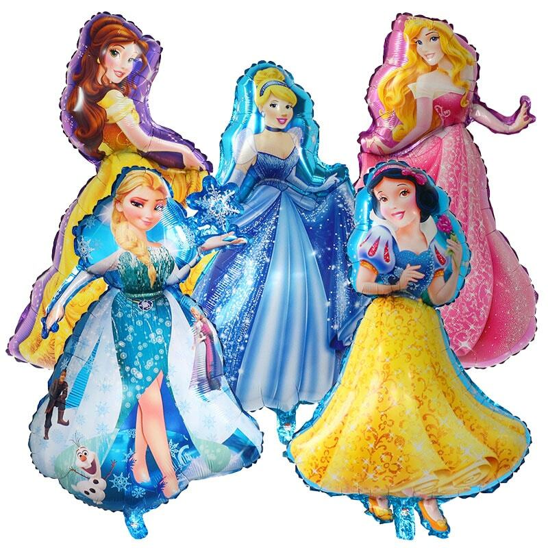 대형 디즈니 공주 풍선, 백설공주, 신데렐라, 엘사 에어 글로보, 소녀 생일 파티 장식, 어린이 장난감 선물, 90x55cm, 5 개