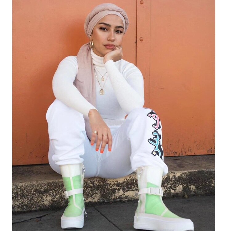 Jersey Katun Premium Kasual Hijab Muslim Headwrap Wanita Afrika Ikat Kepala Selendang Panjang Ikat Kepala