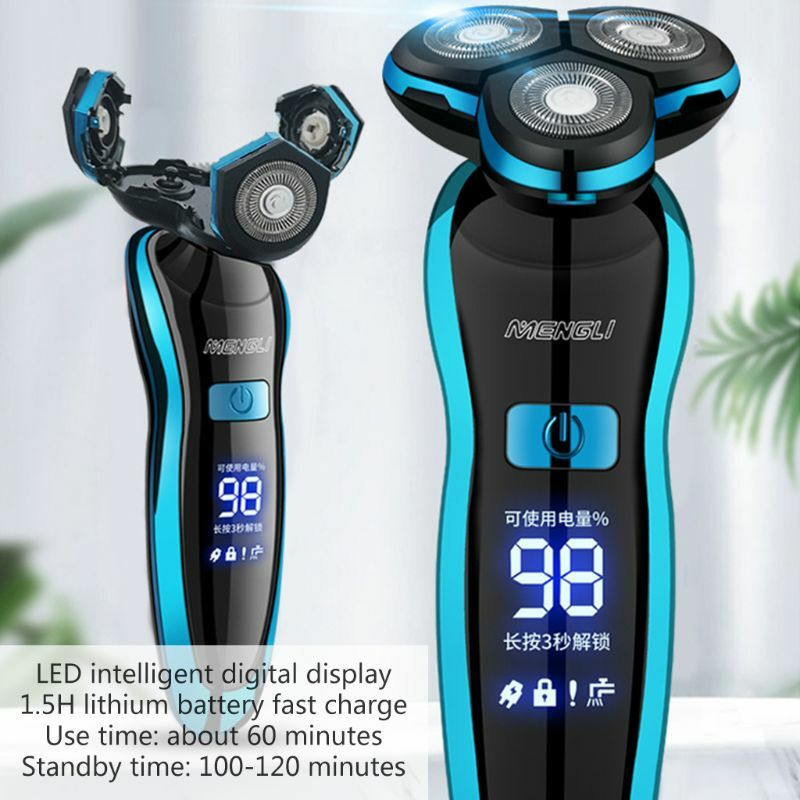 Maquinilla de afeitar eléctrica con pantalla LCD Digital para hombre, afeitadora recargable, para Barba, secado en húmedo, doble uso, resistente al agua