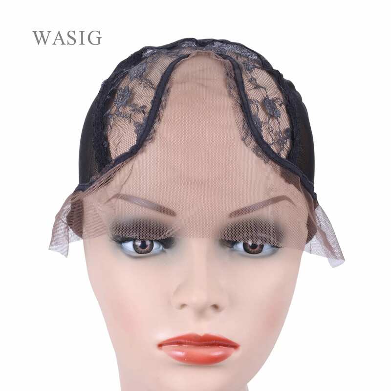 Lace Front V part Swiss Lace  Wig Cap for Making Wigs with Elastic Strap on the Back Mesh Hairnets