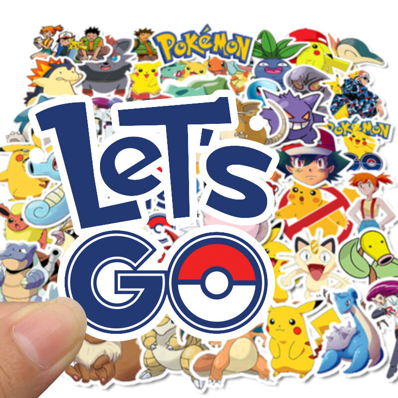 50 шт./компл. наклейки для игры Pokemon Go аксессуары для косплея Пикачу ПВХ наклейка Водонепроницаемая мультяшная наклейка