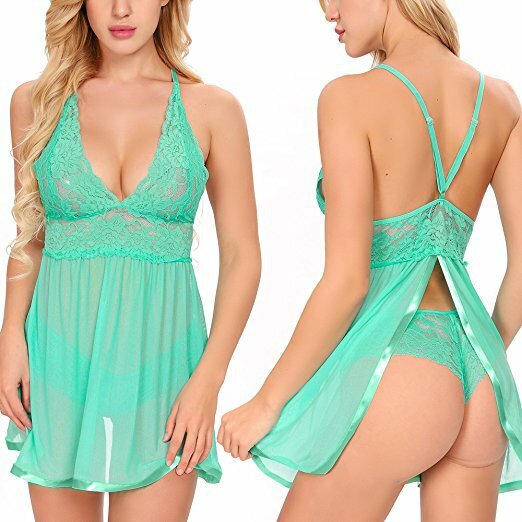 European and American lingerie sexy transparent lace mesh Halter funny pyjamas cute girl