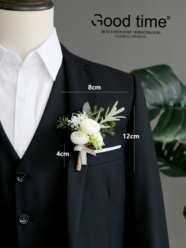 Gtsilk Corsages Boutonnieres decoración de boda, rosa de matrimonio, flores para invitados, blanco