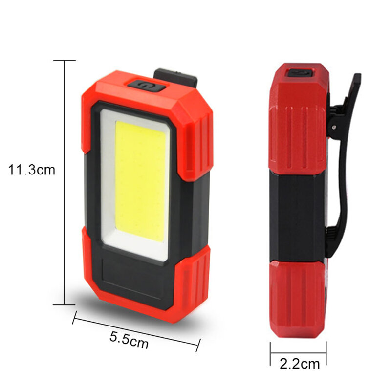 Rechargeable Magnetic Work Lamp 3 Lighting Modes LED Work Light Magnetic Base & Clip Built-in Battery COB Flashlight Outdoor