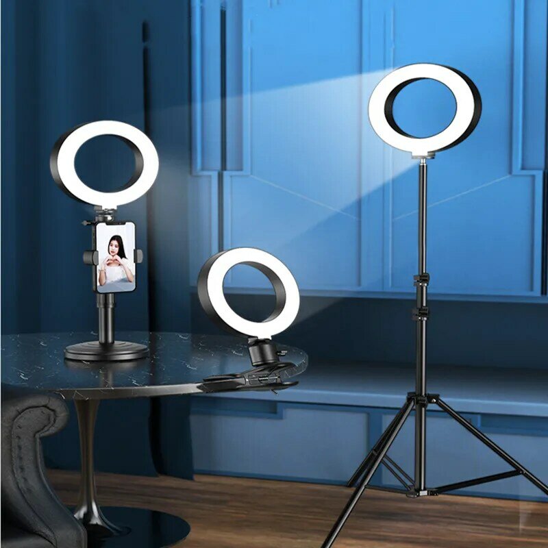 SAROK-Anillo de luz Led ajustable, 3 colores, con soporte para móvil, USB, para vídeo en vivo, Streaming, estudio de maquillaje