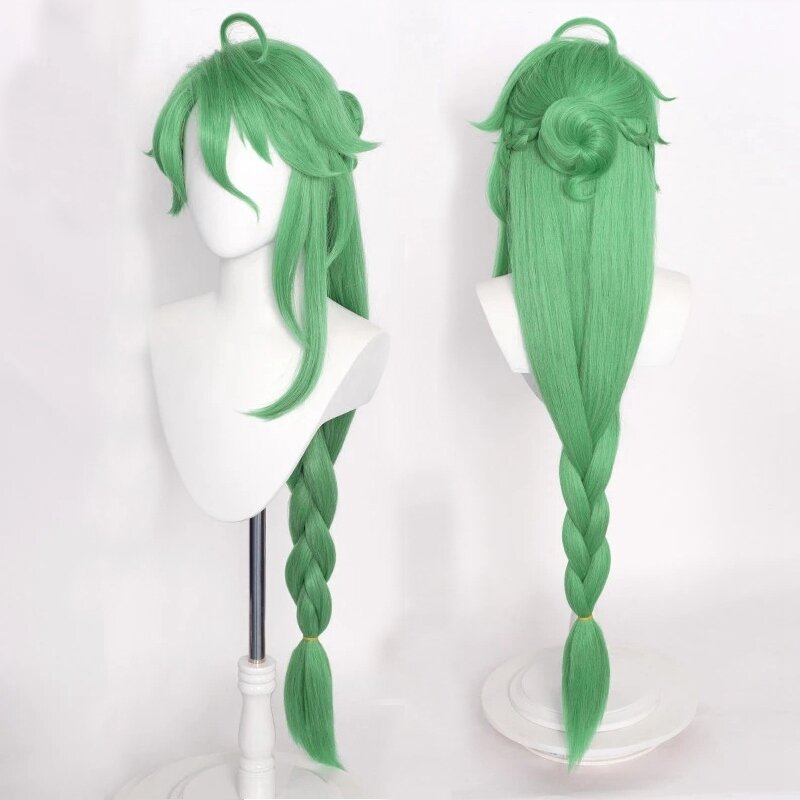 Baizhu-peluca Genshin Impact, disfraz de Cosplay verde resistente a altas temperaturas, pelucas largas, accesorios de personajes