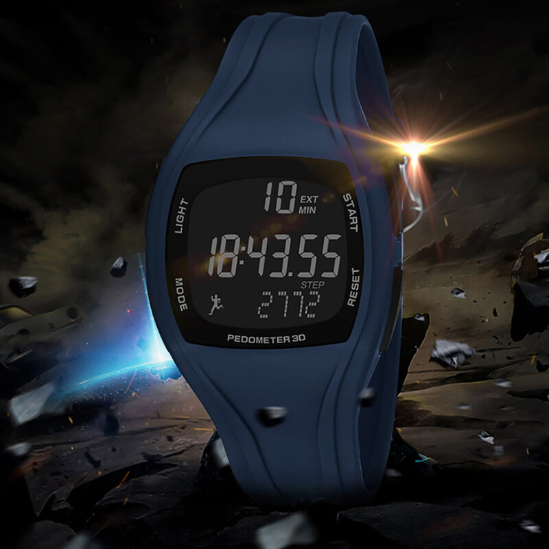 Reloj de pulsera Digital para hombre, cronógrafo con alarma, podómetro 3D, multifunción, a la moda
